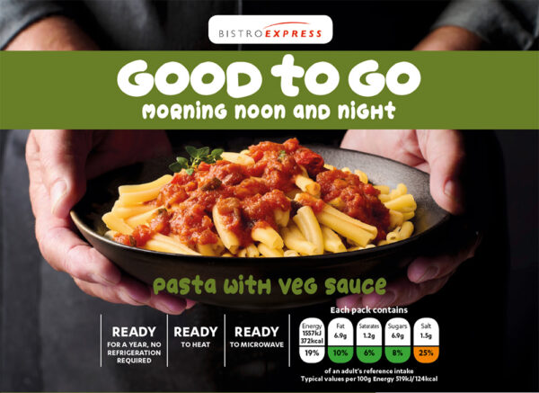 Ambient veg pasta ready meal