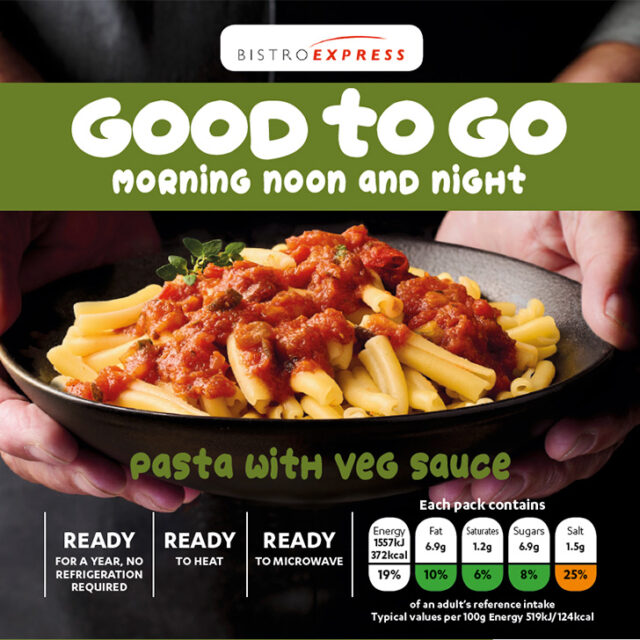 Ambient veg pasta ready meal
